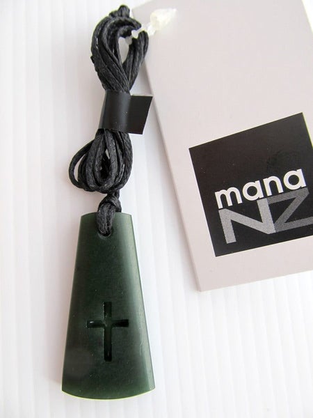 New Zealand Greenstone Toki with Carved Cross Carousel 2