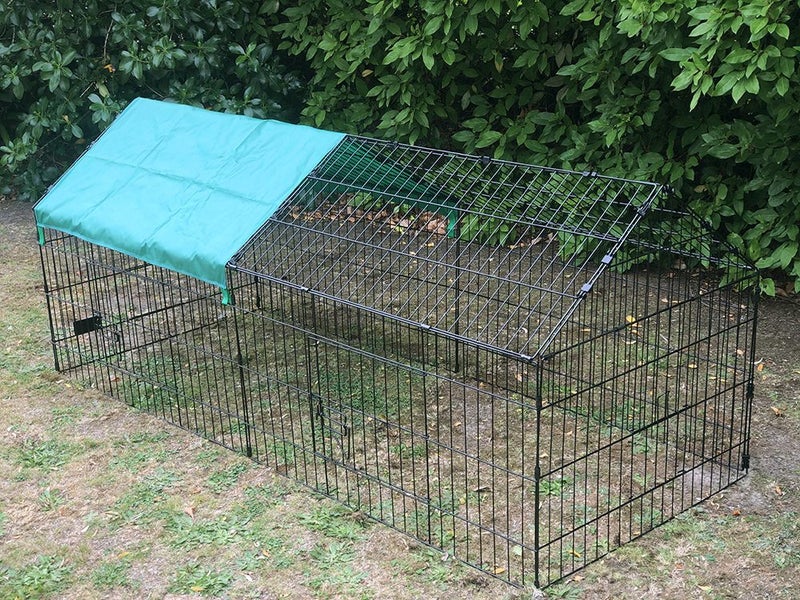 Chicken Rabbit Run Cage With Sun Cover Pet Enclosure Carousel 1