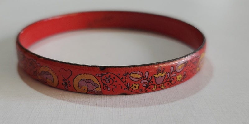 Vintage Floral Enamel Bangle by Michaela Frey Vienna Austria 'Warlene' signed Carousel 1