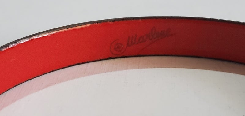 Vintage Floral Enamel Bangle by Michaela Frey Vienna Austria 'Warlene' signed Carousel 2