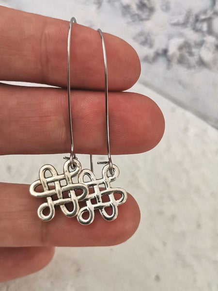 Celtic Knot Pendant Earrings - Stainless Steel Hooks Carousel 1
