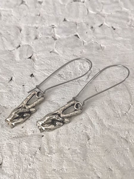 Funky Peace Sign Pendant Earrings - Stainless Steel Hooks Carousel 2