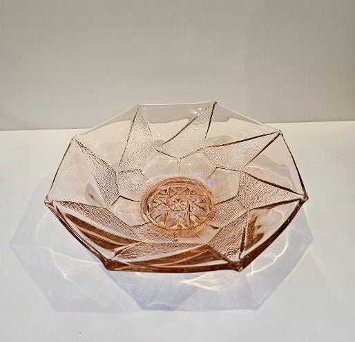 'Narchie' Hand Blown Art Deco Depression Glass in Blush Pink (Lot 2)62863873069826112