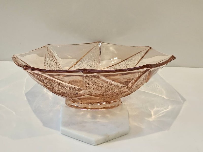 'Narchie' Hand Blown Art Deco Depression Glass in Blush Pink (Lot 2)62863873069826114