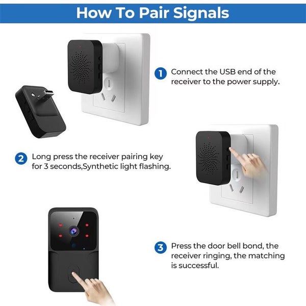 Wireless Doorbell Camera Night Vision Two Way Audio APP Control-Black Carousel 8
