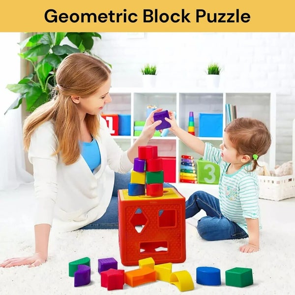 Plastic Baby Blocks Shape Sorter Toys Intelligence Learning Box Preschool Kids Carousel 7