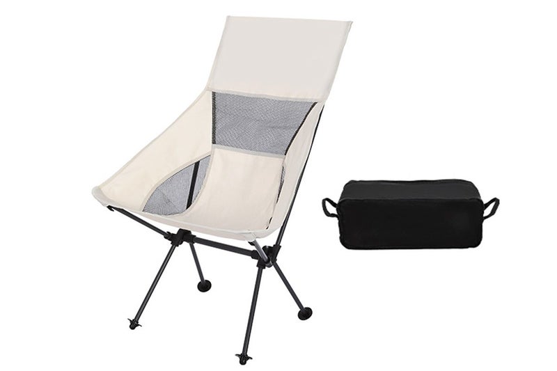 Lightweight Folding Camping Chair with Head Support for Outdoor Travel -Beige Carousel 1