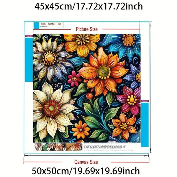 50x50cm Flower Diamond Art Kit Carousel 1