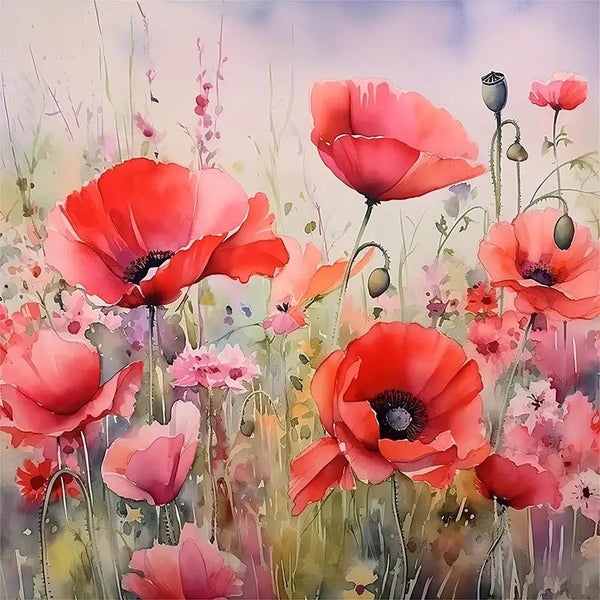 30x30cm Poppy Diamond Art Kit Carousel 1