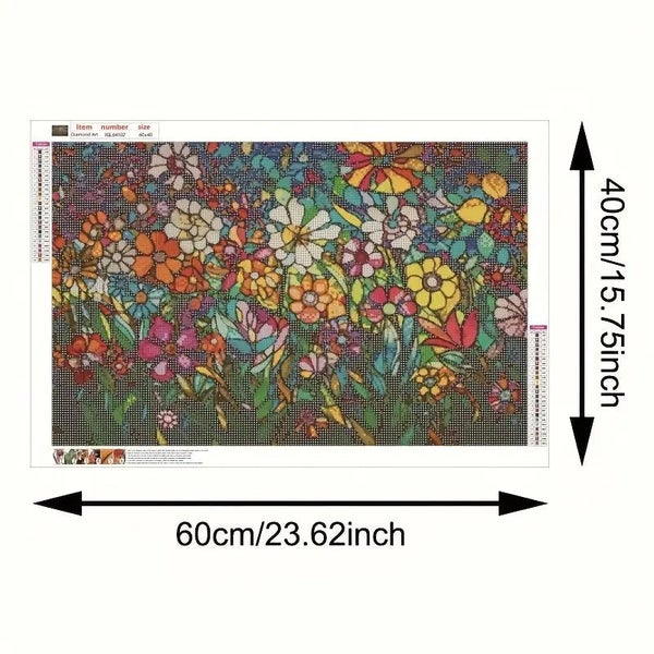 60x40cm Floral Stained Glass Image Diamond Art Kit Carousel 2