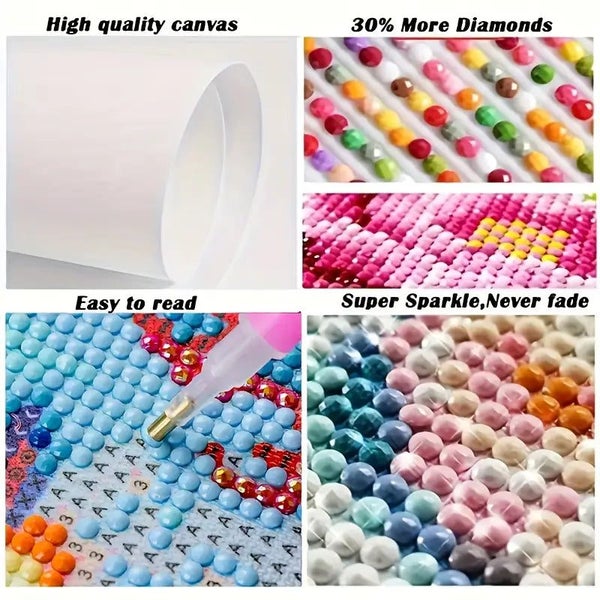 60x40cm Floral Stained Glass Image Diamond Art Kit Carousel 5