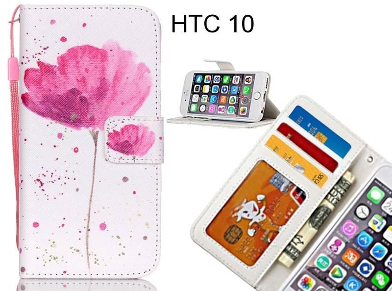 HTC 10 case 3 card leather wallet case printed ID Carousel 1