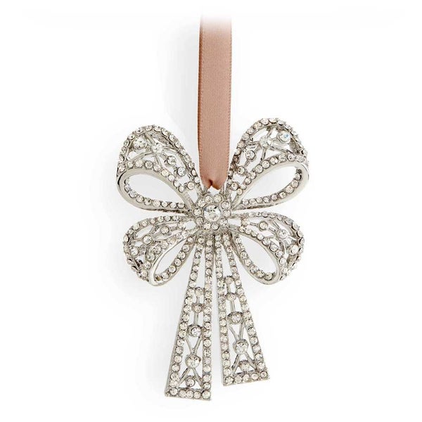 L'Objet Christmas Antique Bow Tie Ornament Platinum Carousel 1