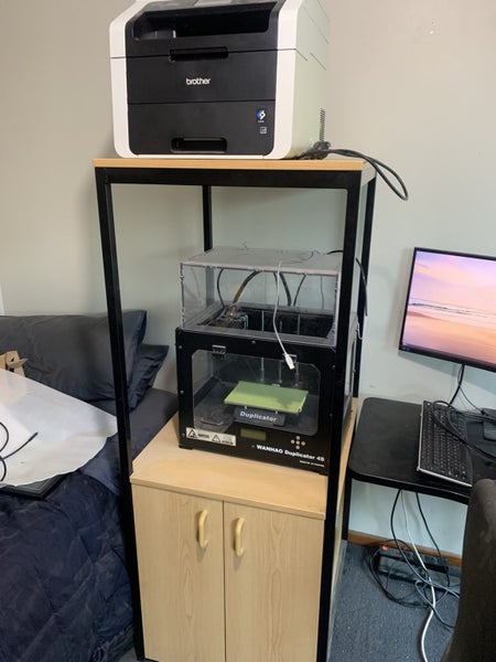Two Level Printer Cabinet with Large Cupboard Carousel 1