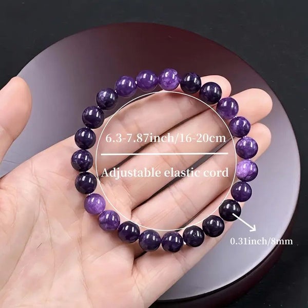 NEW Natural Amethyst Quartz Bracelet 8MM Purple Gemstone Bracelet Crystal Beads Carousel 2