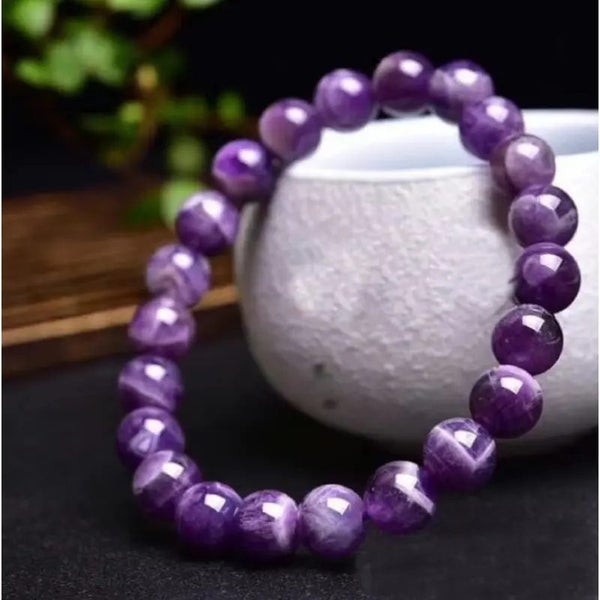 NEW Natural Amethyst Quartz Bracelet 8MM Purple Gemstone Bracelet Crystal Beads Carousel 6