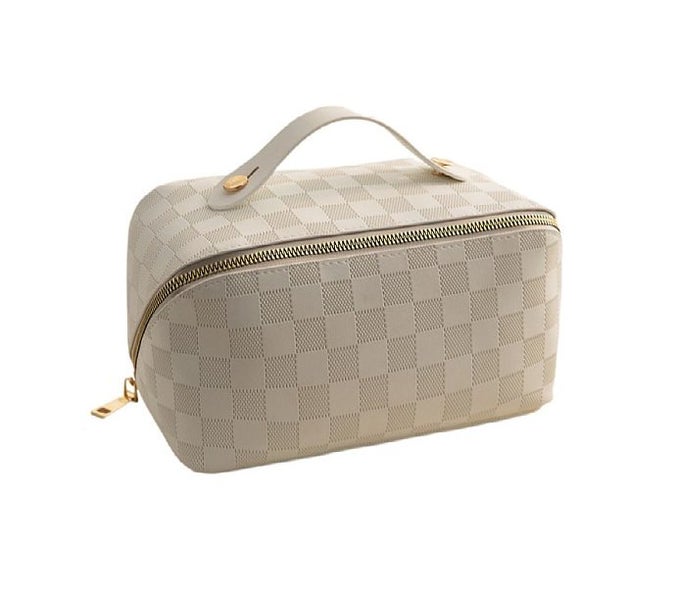 Travel Cosmetic Bag Plaid Checkered Makeup Bag Portable Carousel 1
