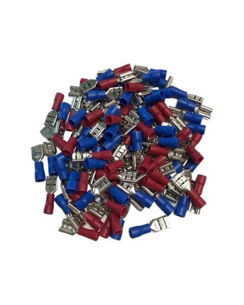 TERMINALS 100PCS IN TOTAL 50 X RED 6.35mm 50 X BLUE 6.35mm - T099A Carousel 1