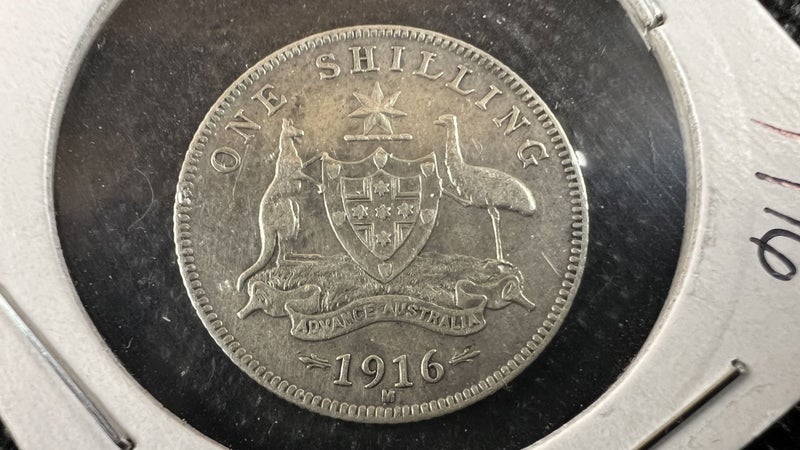 1916 Australian Silver One Shilling Coin - Fine Grade - Lot Y982 Carousel 2