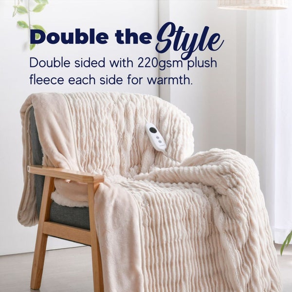 Dreamaker Eyelash Fleece Reversible Heated Throw Natural 200 x 180cm Carousel 2