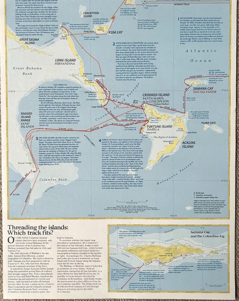 1986 Nat. Geographic Map ‘Where Did Columbus Discover America’ Carousel 2