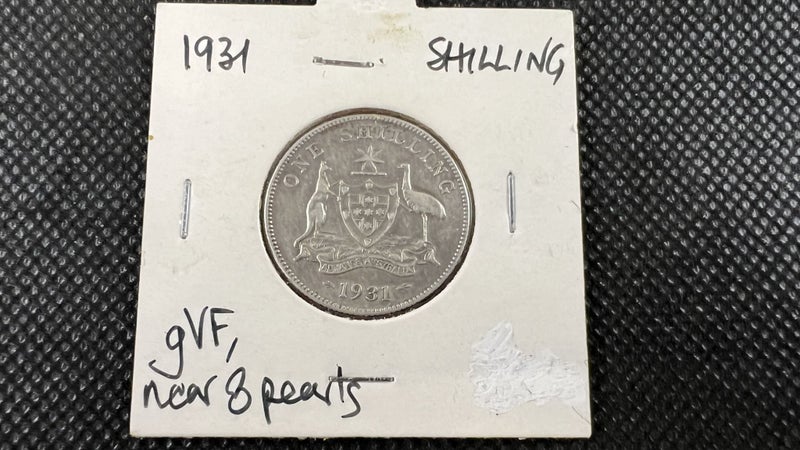 1931 Australian Silver One Shilling Coin - Very Fine Grade - Lot Y991 Carousel 1
