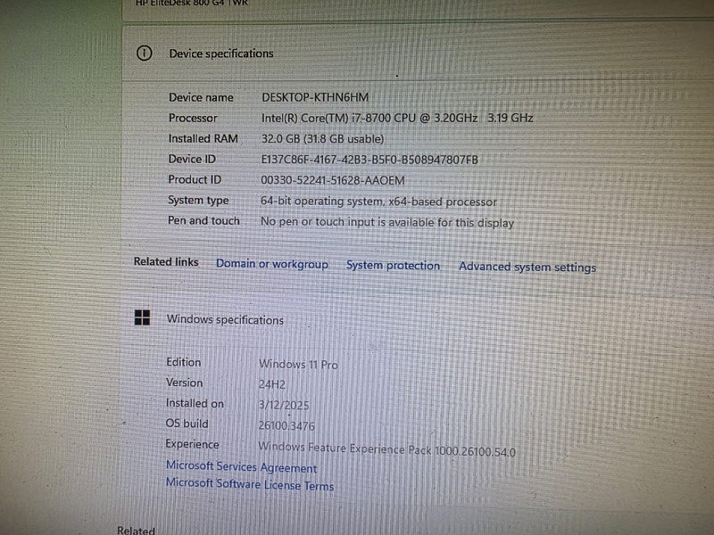 HP certified Gaming - i7 8700 32gb DDR4 250GB SSD 1TB HDD GTX 1660s 6gb Win11Pro62863867325698114