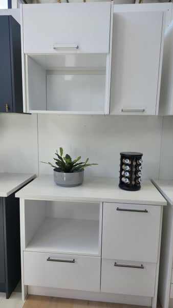 Wall Cabinets with Microwave Opening in White High Gloss Carousel 2
