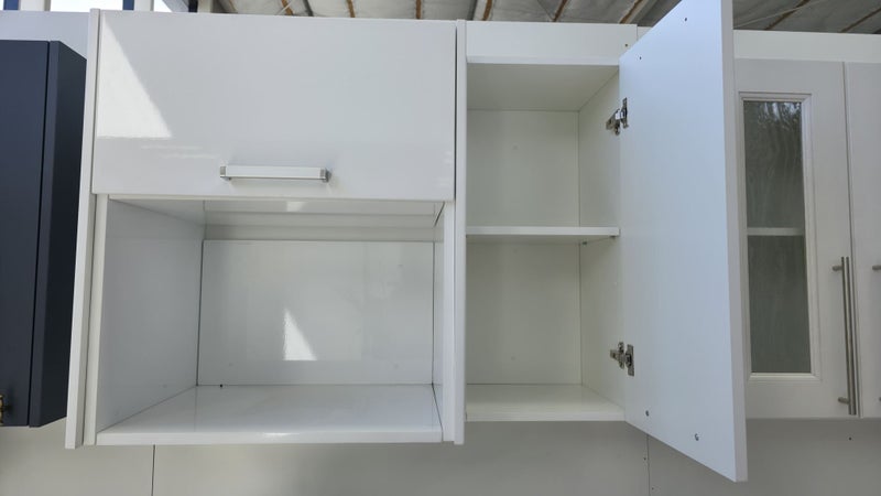 Wall Cabinets with Microwave Opening in White High Gloss Carousel 1