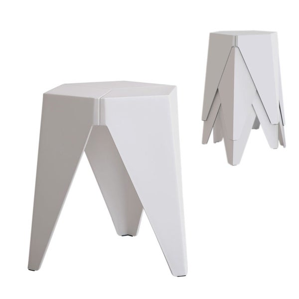 Artiss 4PC Puzzle Stool Bar Stools Stackable White Carousel 1