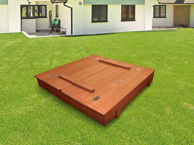 Wooden Kids Sandpit with Built-In Cover & Seating Carousel 2