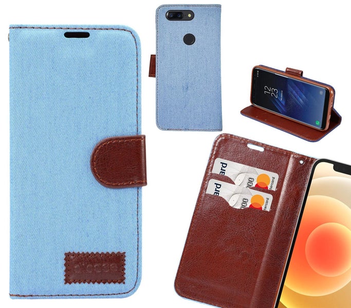 OnePlus 5T Case Wallet Case Denim Leather Case Carousel 1