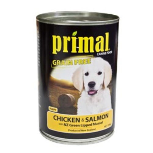 Primal Puppy Food Chicken Salmon Vegetable 390g Can Carousel 1