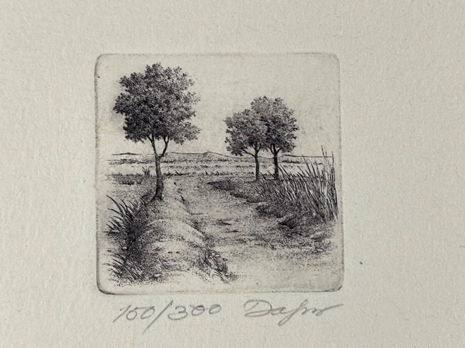 Vintage Pair Of Miniature Limited Edition Landscape Etchings Signed Carousel 2