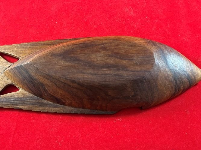 Vintage Papua New Guinea Trobriand Island Carved Fish Design Dish Carousel 6