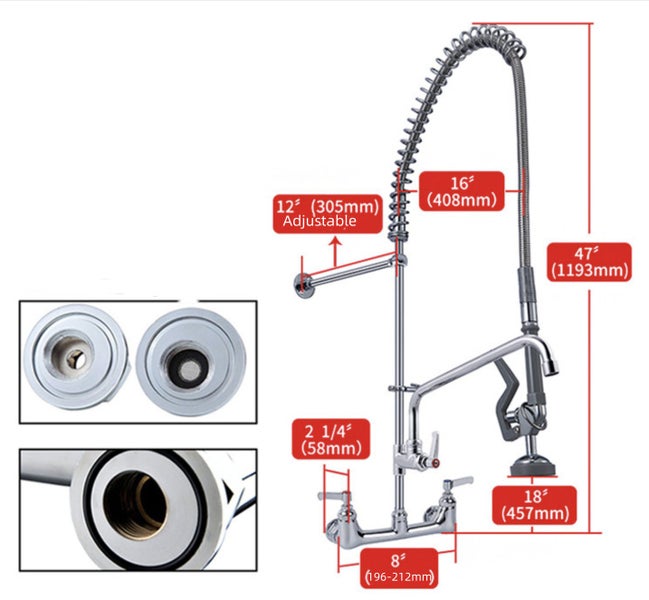 Pre Rinse Faucet Commercial Pull Down Brass Double Handles Pre Rinse Faucet Carousel 5
