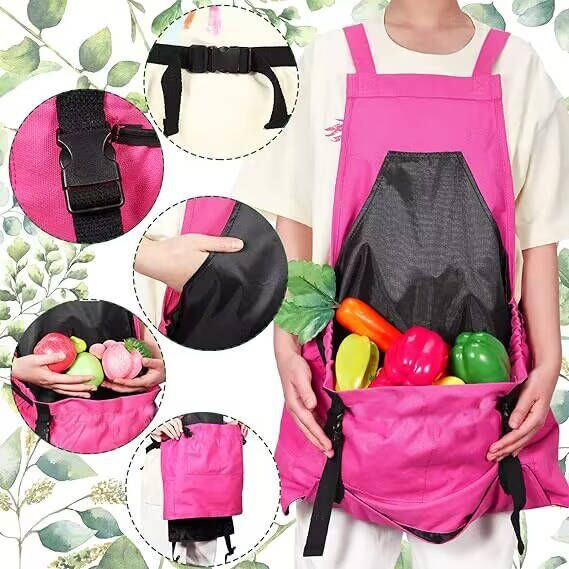 Gardening Apron Canvas Garden Aprons Harvesting Pouch with Quick Release Pocket Carousel 1