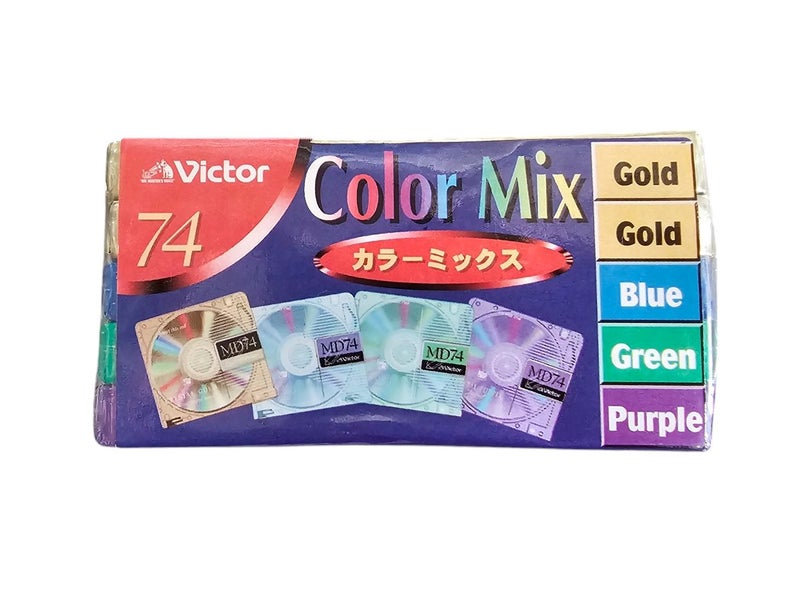 Victor Blank MD Minidisc Crystal Gold Recordable MD74 Mini Disc 5-Pack *SEALED* Carousel 2