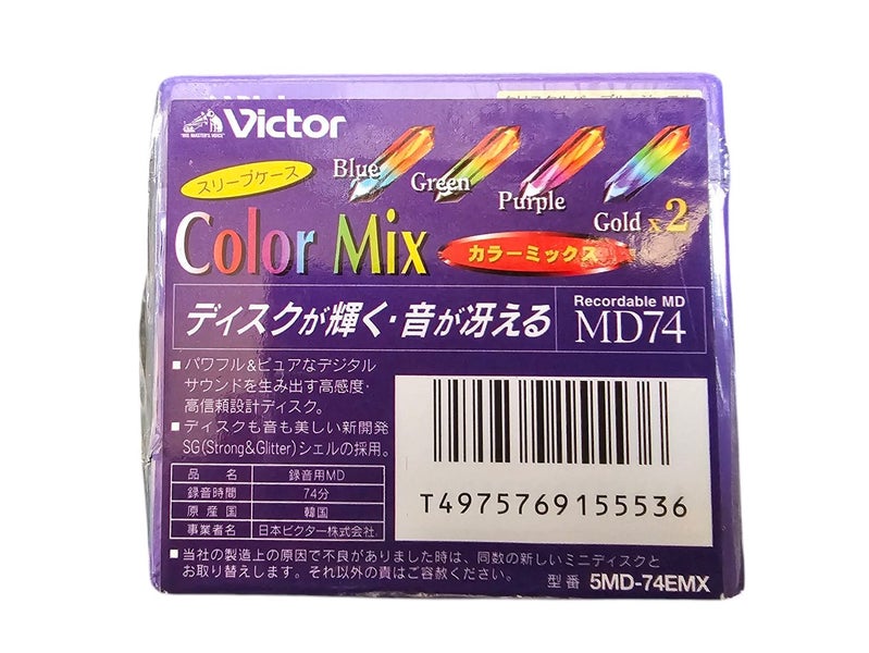 Victor Blank MD Minidisc Crystal Gold Recordable MD74 Mini Disc 5-Pack *SEALED* Carousel 4