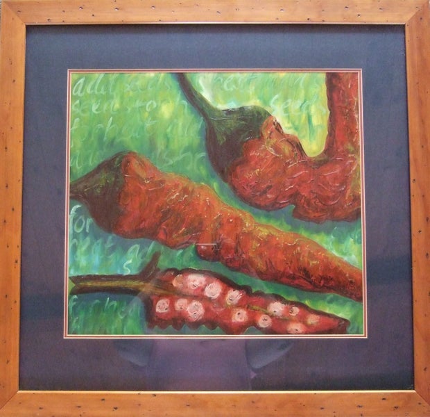 Original NZ Art - Acrylic/Mixed Media - Chillies Carousel 1