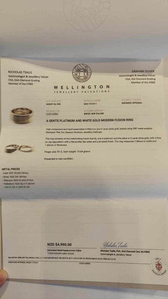 Custom men's gold and platinum modern fusion ring (valued at $4995) Carousel 5