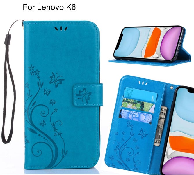 Lenovo K6 Case Embossed Butterfly Wallet Leather Cover Carousel 1