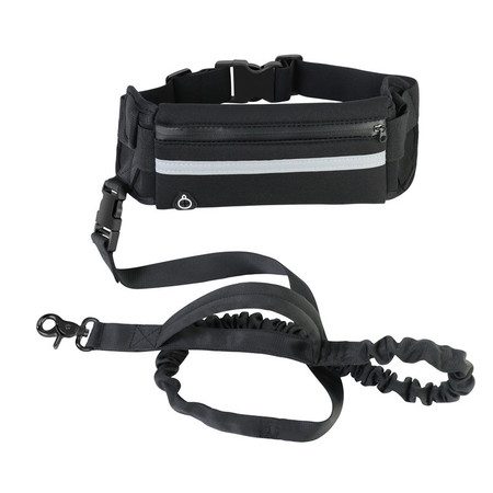 Running Waist Bag with Reflective Dog Walking Leash for Night Jogging with Leash Carousel 1