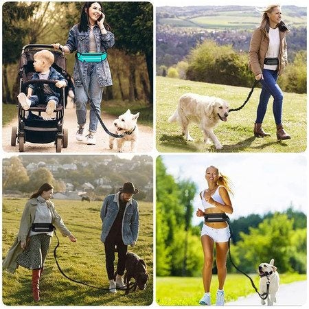 Running Waist Bag with Reflective Dog Walking Leash for Night Jogging with Leash Carousel 8