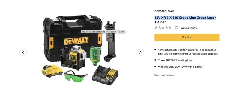 Dewalt 12V XR 3 X 360 Cross Line Green Laser Carousel 4