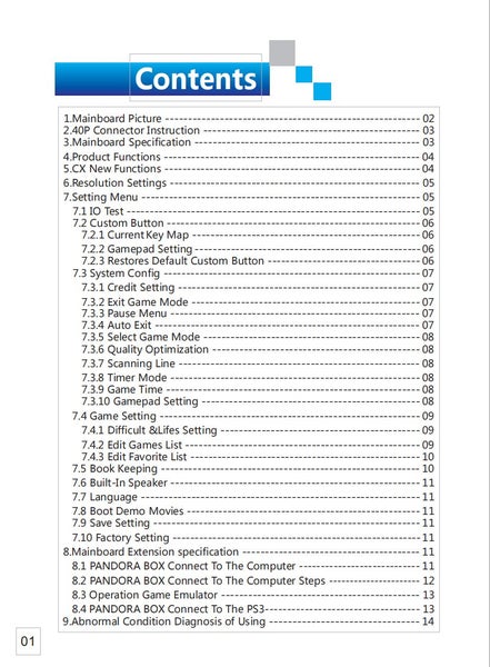 Pandora Box arcade User Manual Carousel 2