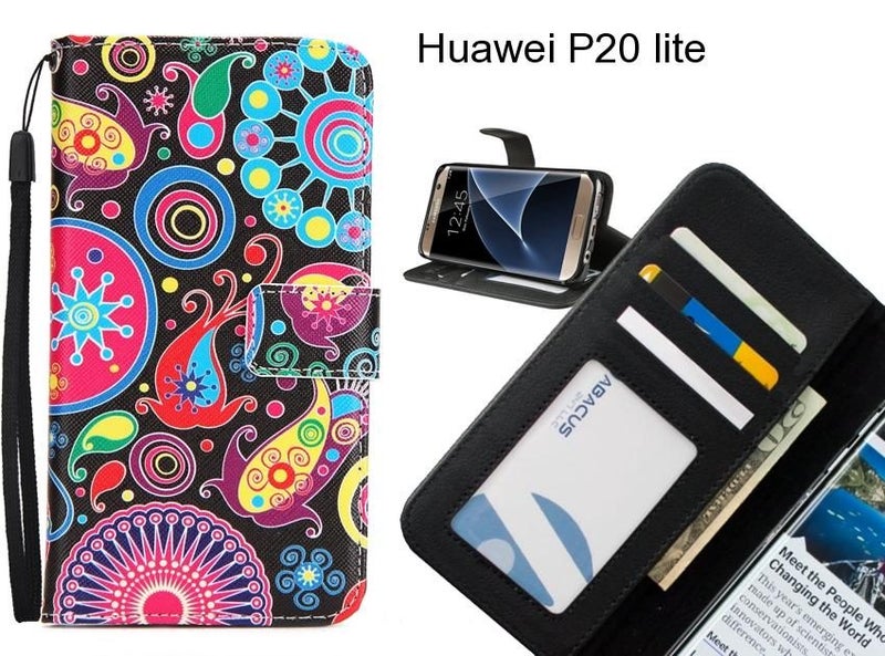 Huawei P20 lite case 3 card leather wallet case printed ID Carousel 1