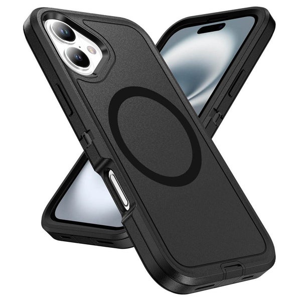 iPhone 16 Plus Heavy Duty Case - Black | MagSafe Compatible | Military Drop P... Carousel 2