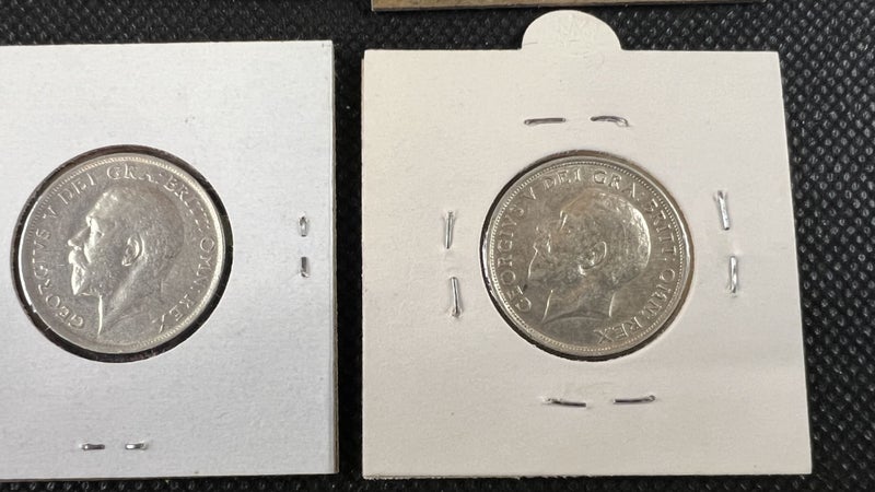 Group of English Sterling One Shilling Coins 1916, 1917, 1918, 1919 - Lot E5 Carousel 6