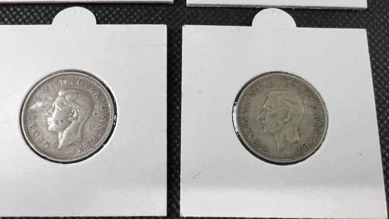 Group of English Silver One Shilling Coins 1936, 1937, 1938, 1939 - Lot E12 Carousel 6